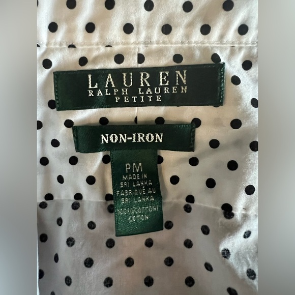 Ralph Lauren button down 3/4 sleeves classic tailored look polka dot shirt med - Picture 6 of 6